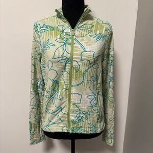 *LUCY* Green x Blue Foliage Pattern Long Sleeve Button Down Size Medium